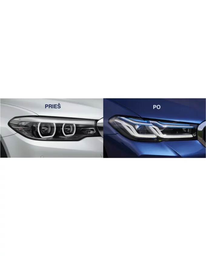 BMW G30 G31 2017-2020 FULL LED Lazer Look priekinių žibintų palyginimas su full led