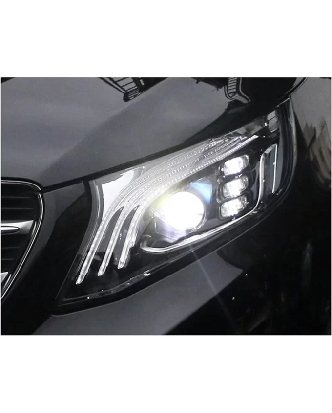 Mercedes-Benz Vito V250 2015-2020 plug and play FULL LED priekiniai žibintai automobilyje